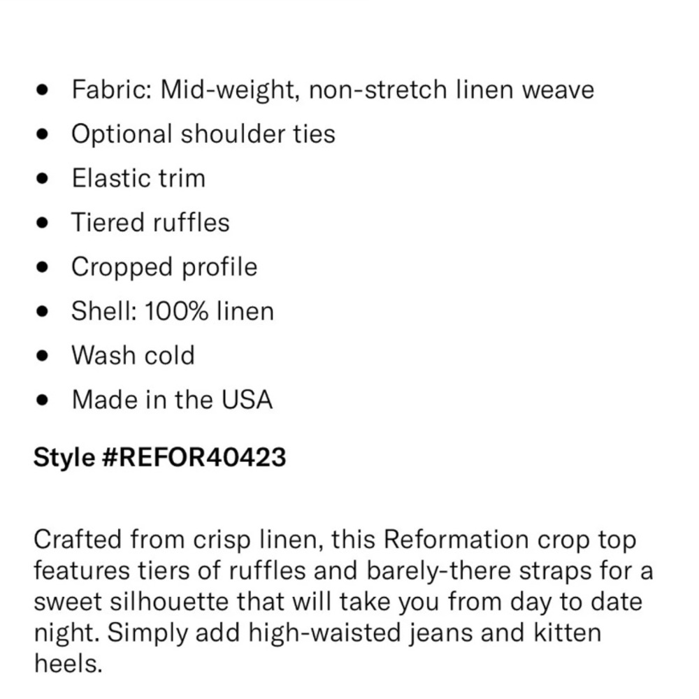 Reformation Green Ruffle Crop Top - Picture 5 of 5